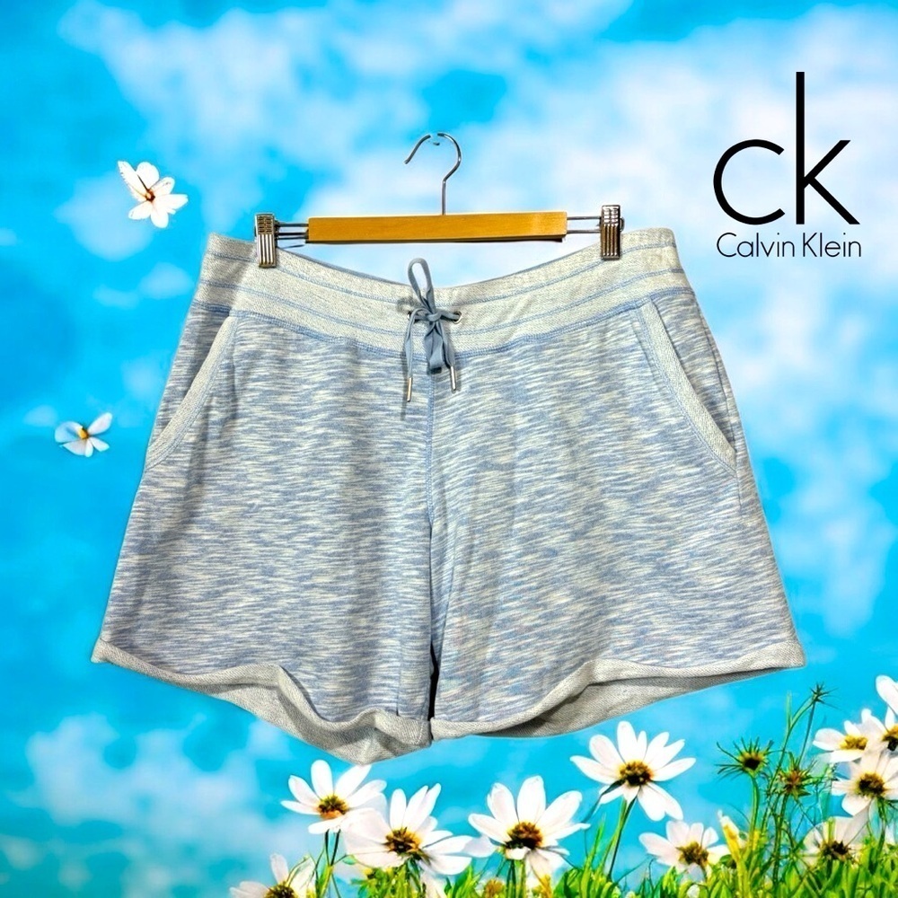Calvin Klein, Women’s Terry Knit Blue Heather Shorts, Size XL